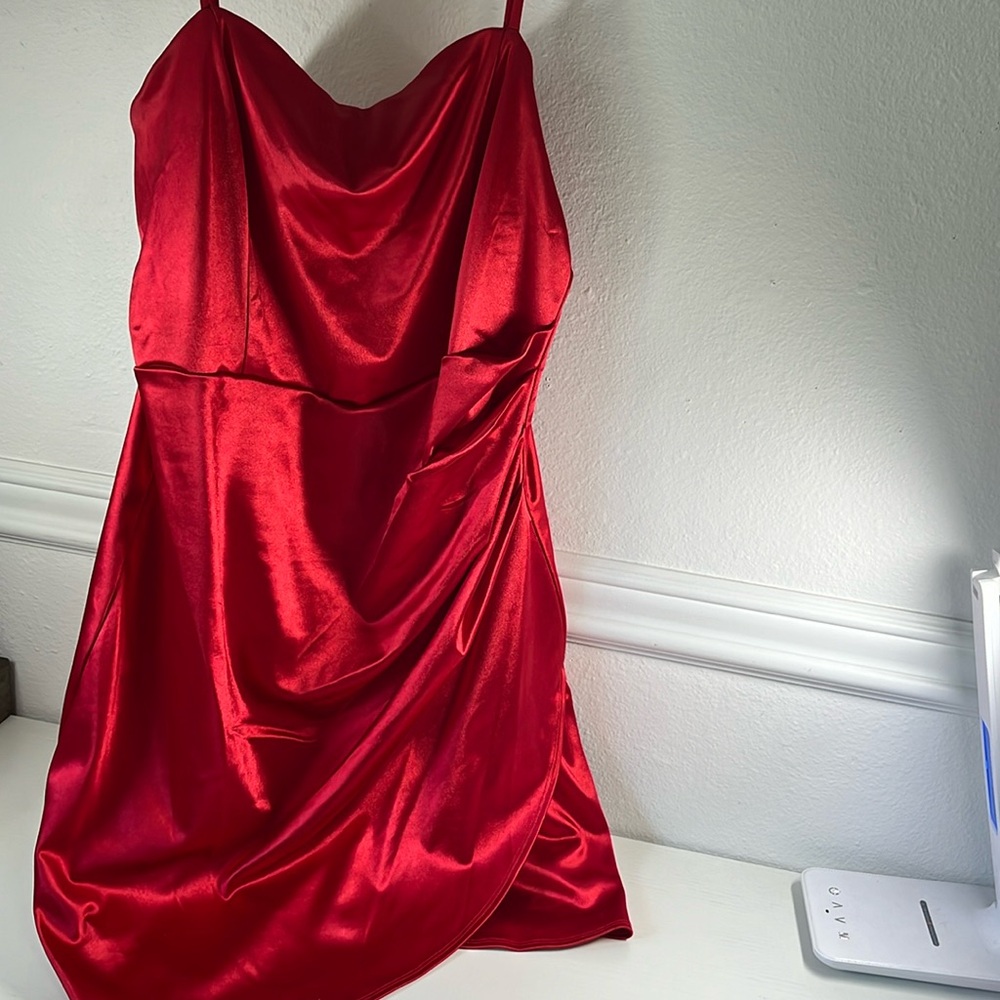 Worn once super cute fitted red mini dress with adjustable straps